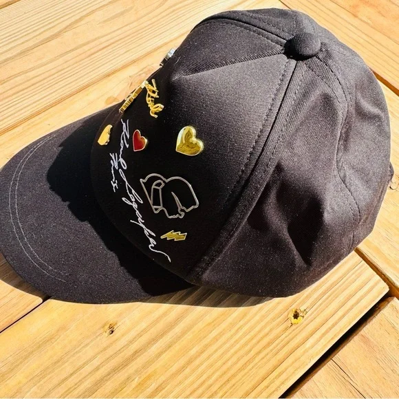 NWT Karl Lagerfeld Paris Embellished Iconic Pin Baseball Cap - Picture 4 of 7